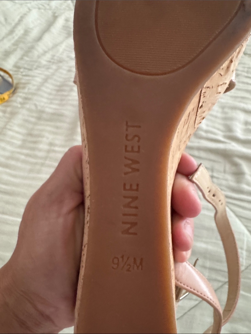 Nine West Blush Pink Cork Wedge Sandals with Ankle Strap - Picture 6 of 6